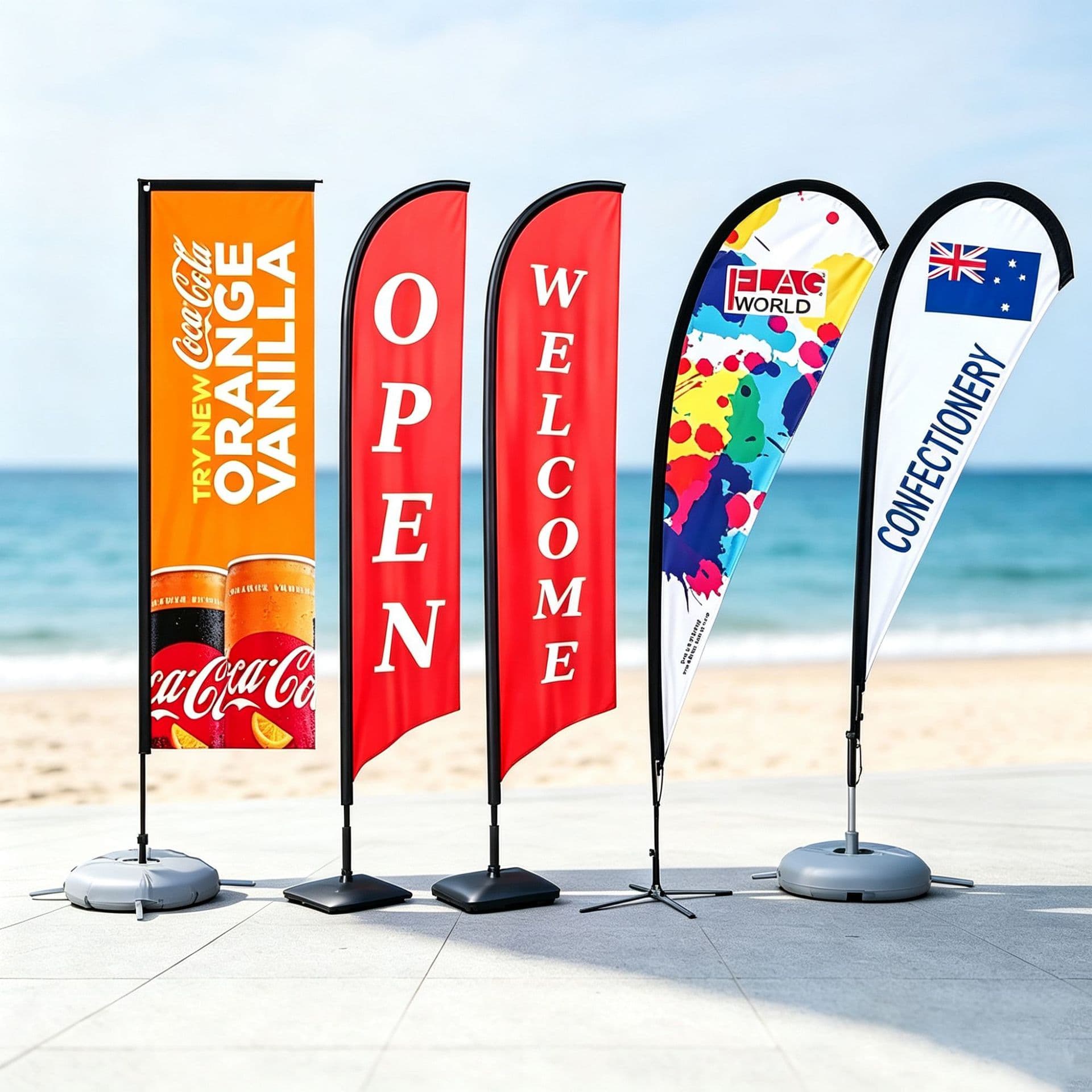 Source Factory Outdoor Beach Flag Advertising Flag Water Injection Flag Double-sided Color Printed Flag Aluminum Alloy Flagpole Knife Flag