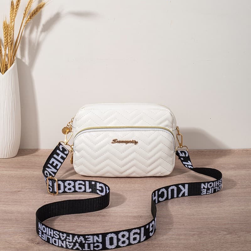 Women's Minimalist Crossbody Small Square Bag 2025 New Trendy Wave Pattern Camera Bag Phone Bag Niche Style