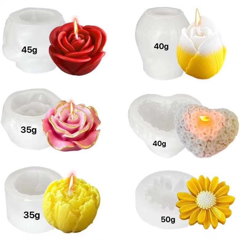 Cross-border Multi-flower Candle Silicone Mold DIY Rose Handmade Soap Aromatherapy Epoxy Resin Baking Decoration Mold