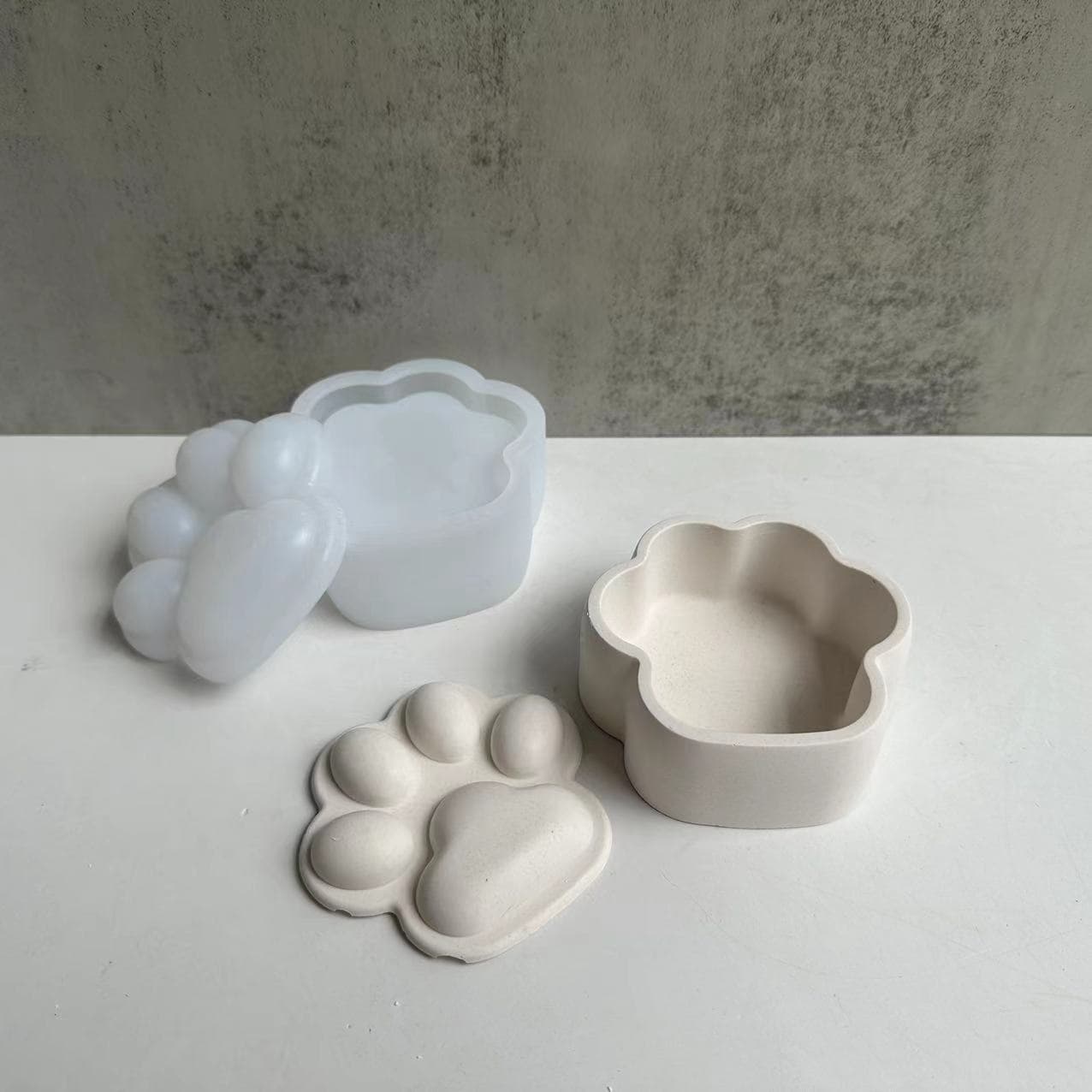 Cat Claw Storage Box Silicone Mold, Plaster Glue Mirror Mold Storage Box, DIY Mold