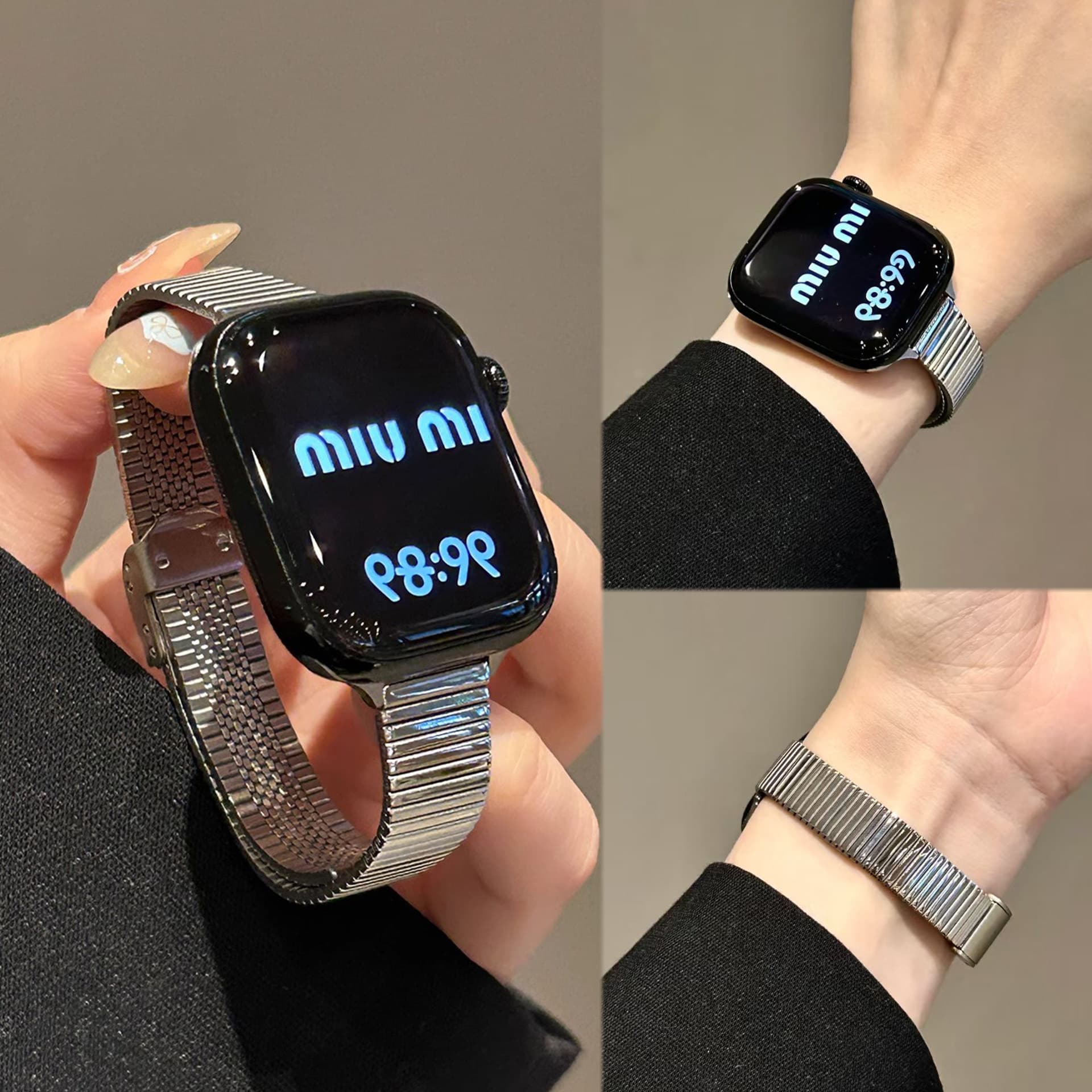 Cross-border compatible Apple iWatch S11 Arsenal stainless steel band, Apple Watch S10 women's watch band