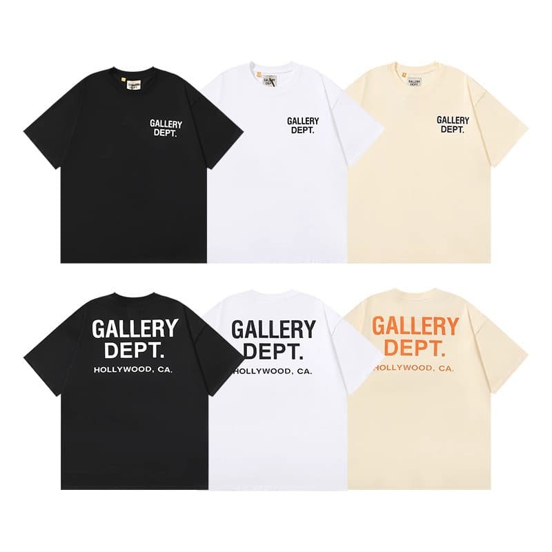 GALLERY DEPT T SHIRTS Streetwear High Summer Unisex Loose Fit Pure Cotton Round Neck Short Sleeve T-Shirt