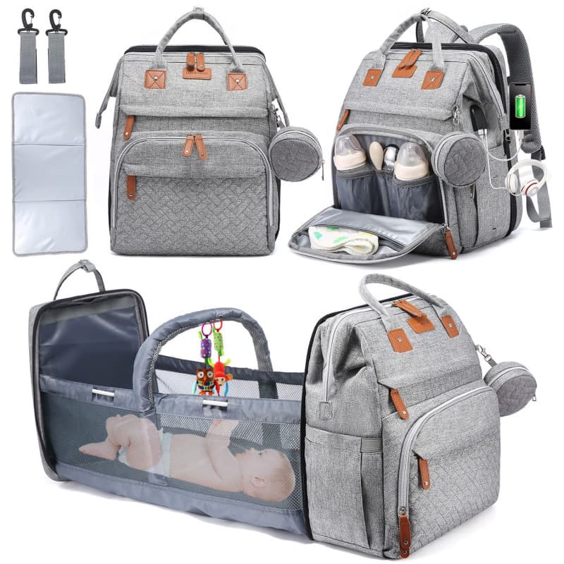 Cross-border TOP mommy bag new style folding crib anti-mosquito backpack stroller large capacity mother and baby bag