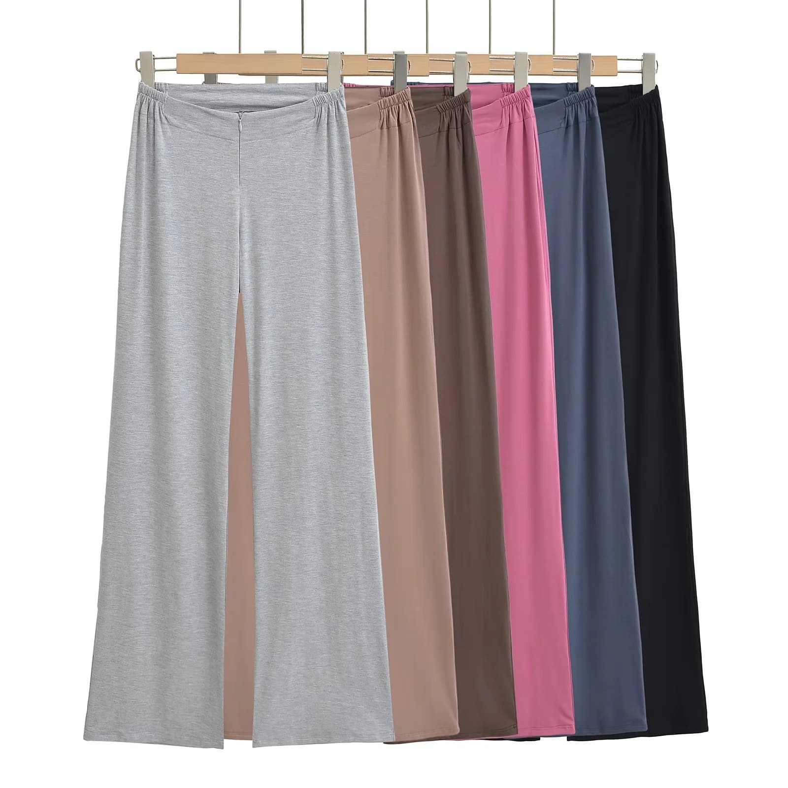 2024 Fall New V-Waist Zipper Fitness Casual Pants for Women, Lightweight Flowing Wide-Leg Pants, Home & Sport Pants