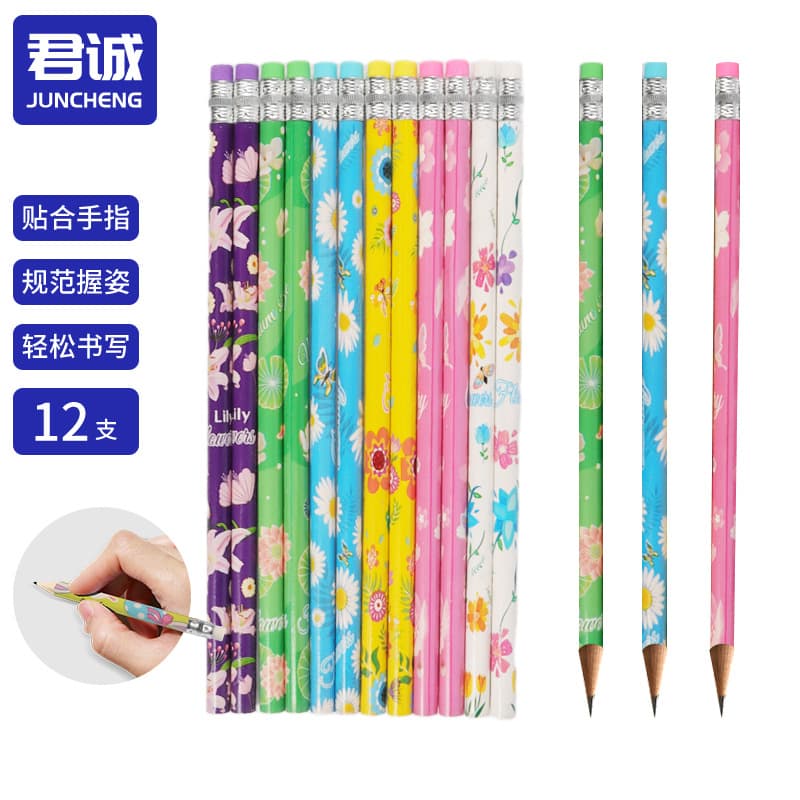 Cross-border customized flower series HB pencils for primary school students wholesale continuous core round rod graffiti environmental protection