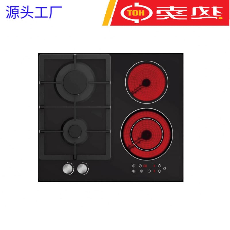 Factory Direct Hot Sales 2-Burner Gas Electric Ceramic Cooker Built