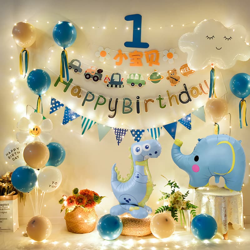 ins balloon boy baby child 1st birthday scene layout decoration capture week background wall photo props