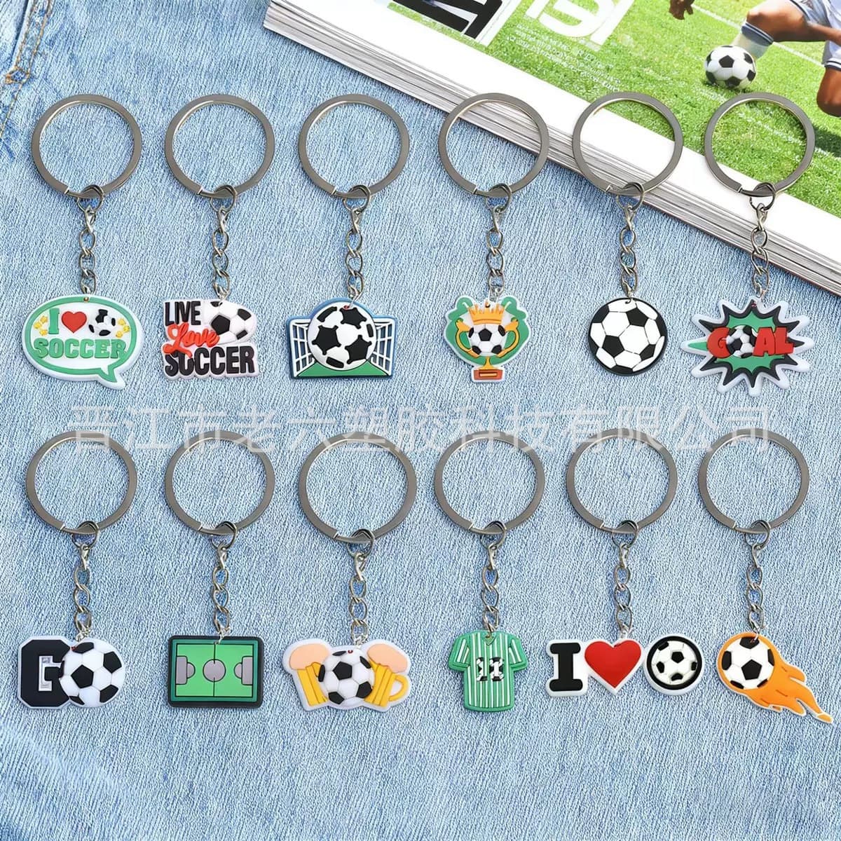 Football Series PVC Soft Rubber Keychain Accessories Pencil Case Decoration Key Ring World Cup Keychain Pendant