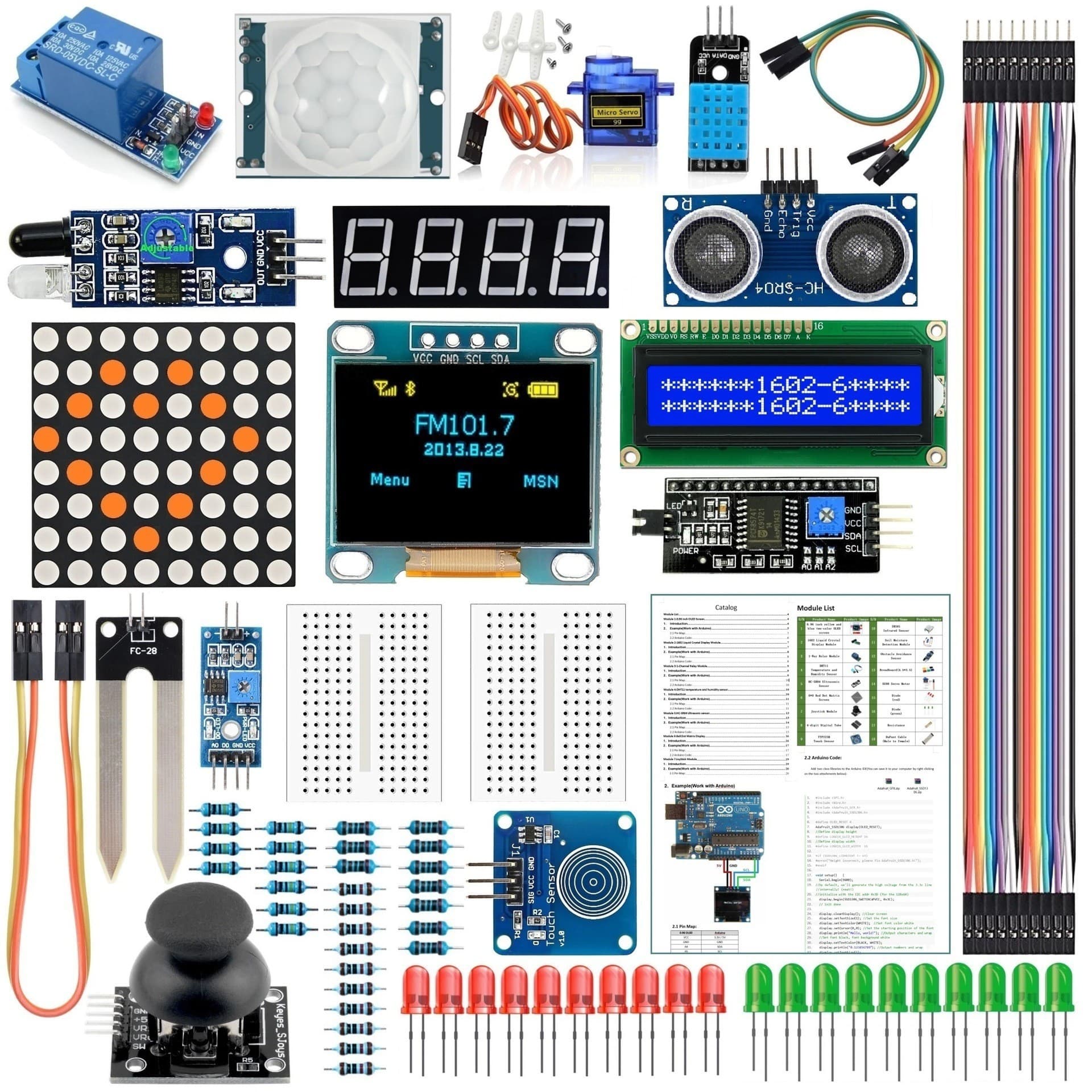 1602 LCD + 0.96 inch OLED Combo Breadboard UNO R3 Component Kit Beginner Starter Kit MEGA2560