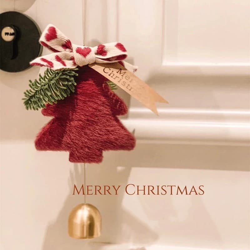 Red Christmas tree hanging car rearview mirror Christmas decorations hanging Christmas car hanging couple gift bells