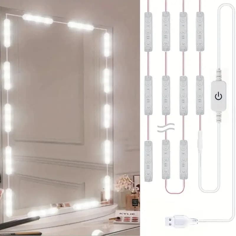 USB 5V LED fill light for vanity, makeup light, beauty sticker, no-drill bathroom mirror light, waterproof.