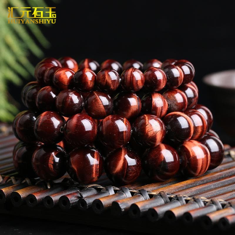 Natural Tiger Eye Stone Bracelet Red And Green for Men And Women Couple Matching Jewelry Lucky Charm Accessory