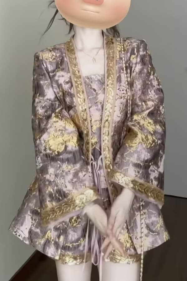 Purple Clouds from the East Autumn Women New Chinese Style National 3D Relief Embroidery Jacket Set