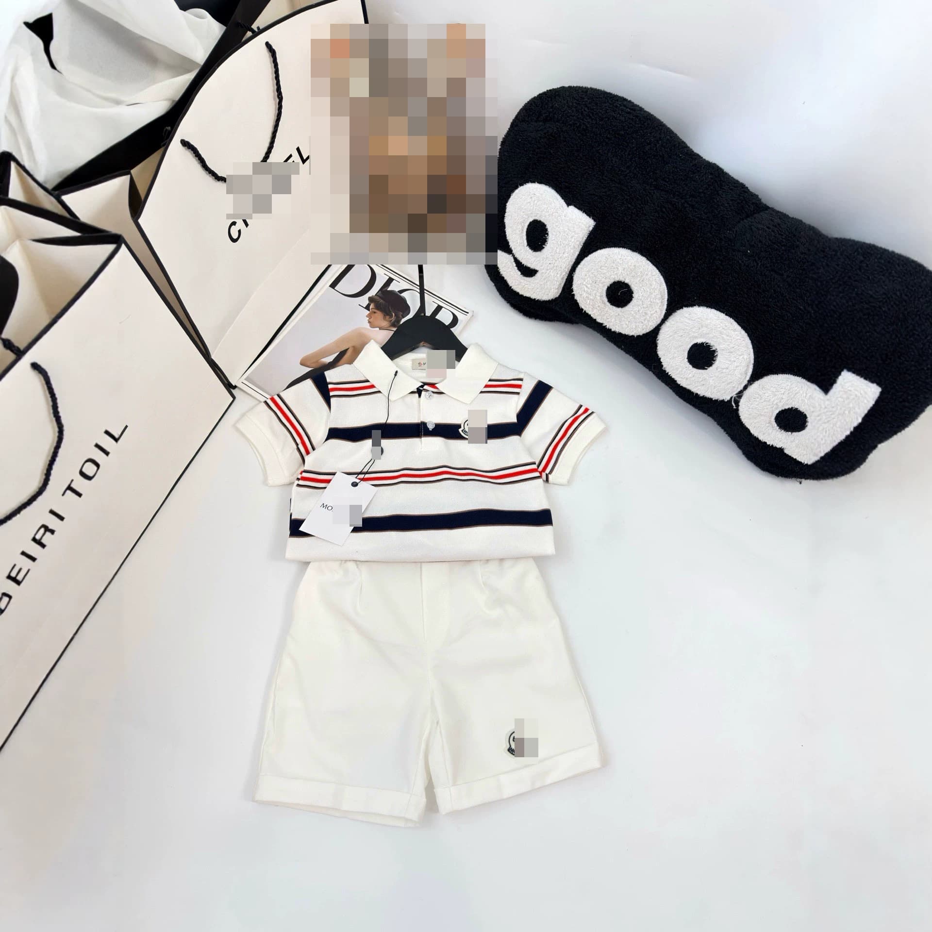Boys Summer New Striped Lapel Short Sleeve Polo Shirt + Shorts 2-Piece Set Stylish Korean Style Boys Short Sleeve Outfit