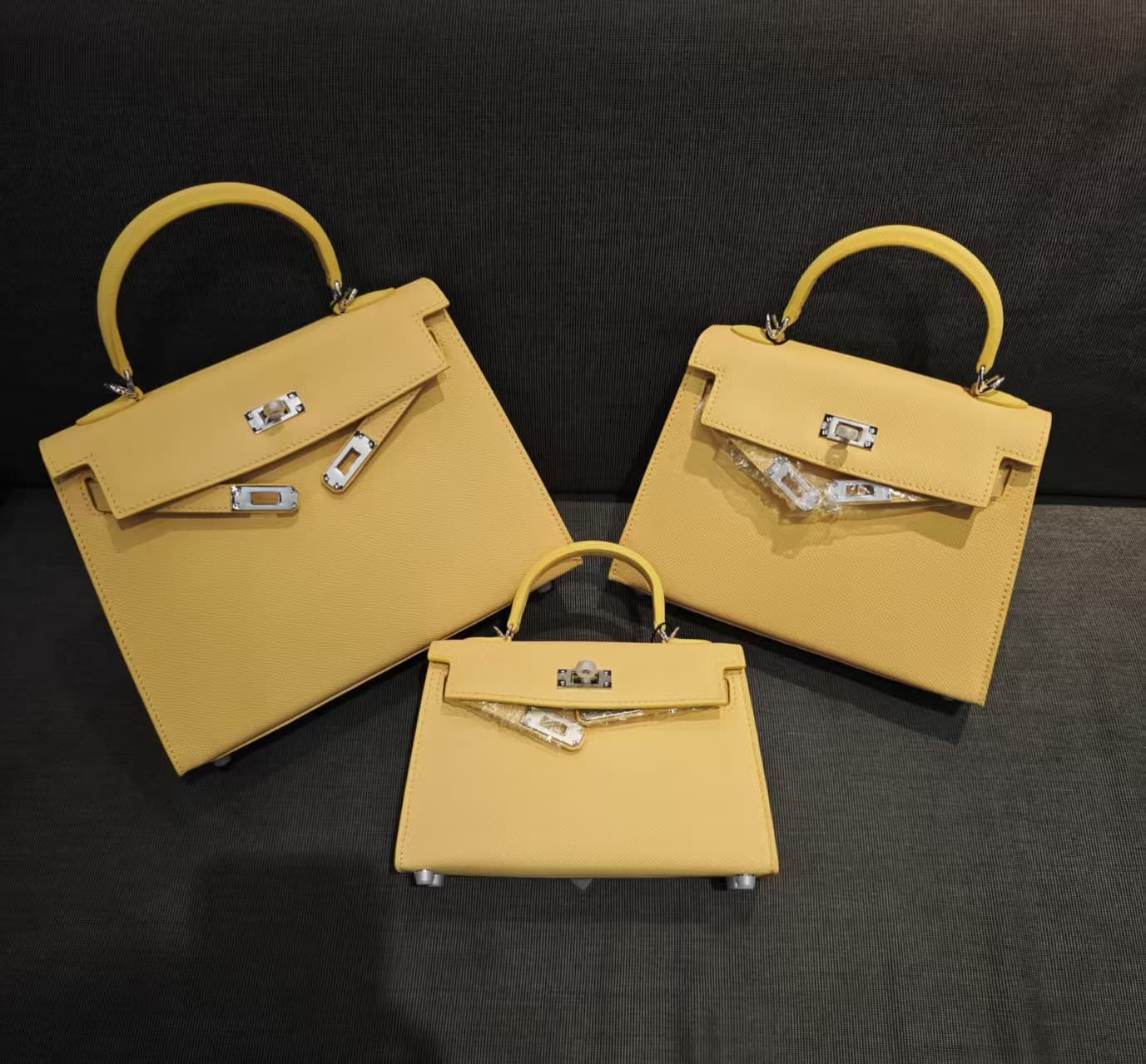 Chick Yellow Genuine Leather Kelly Bag for Women Mini Versatile Handbag New Premium Shoulder Crossbody Bag
