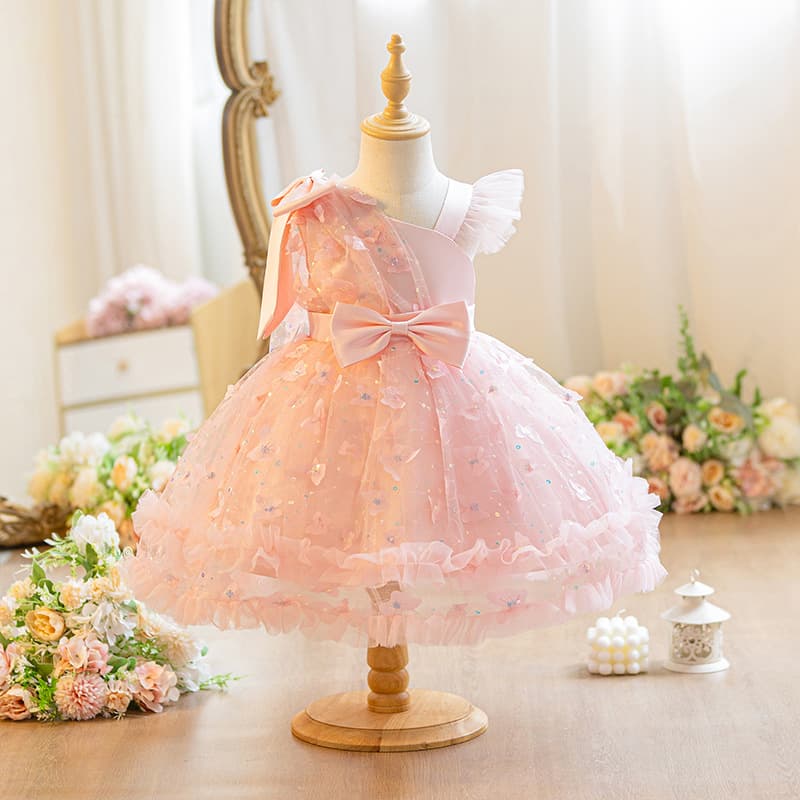 New Cross-Border One-Year-Old Baby Girl Toddler Dress with Bow Design Cape Princess Tutu Dress for Hosts