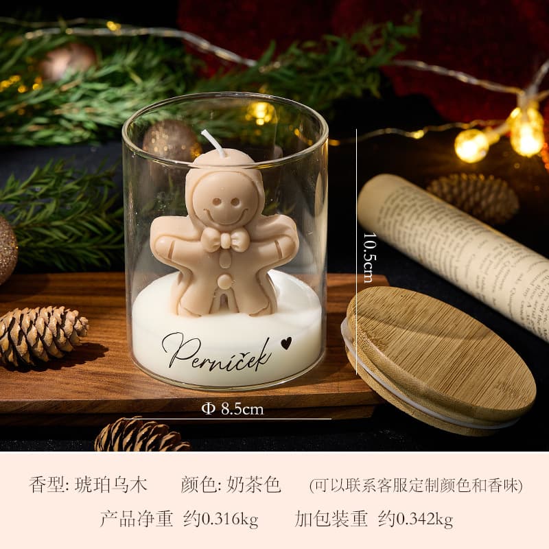 Gingerbread Man Cup Wax Aromatic Candle Creative Birthday Gift Candle Ornament Pumpkin Shape Souvenir Scented Candle