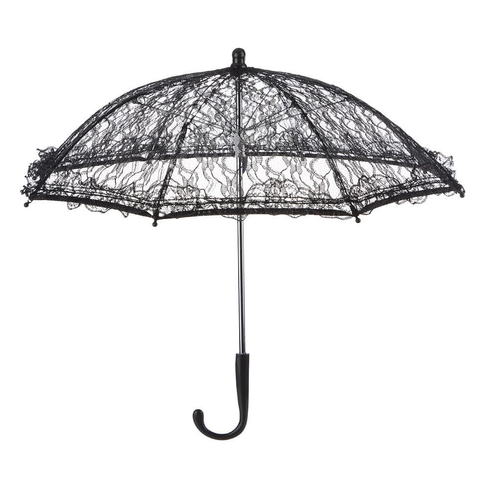 Black lace umbrella, European wedding prop, for brides, children's performances; white long-handled decorative umbrella, princess umbrella.