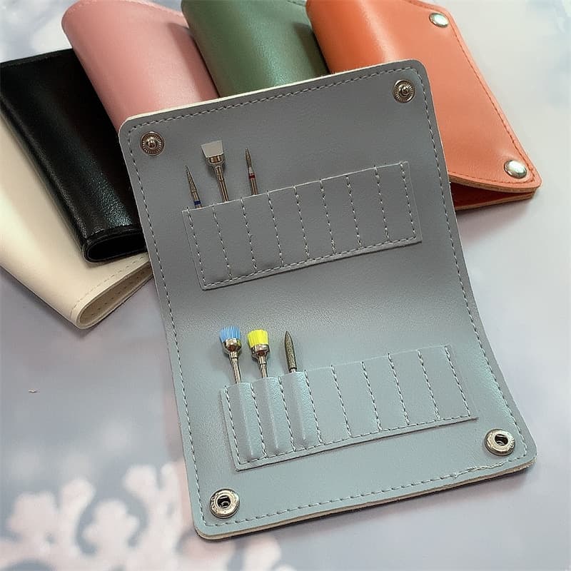 In Stock Soft PU Abrasives Storage Bag 16 Hole Abrasives Display Bag Portable Nail Tools Protective Cover