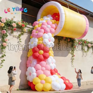 Custom Tipping Vase Inflatable Decoration Air Model Outdoor Decoration Wall Hanging Giant Inflatable Flower Air Model