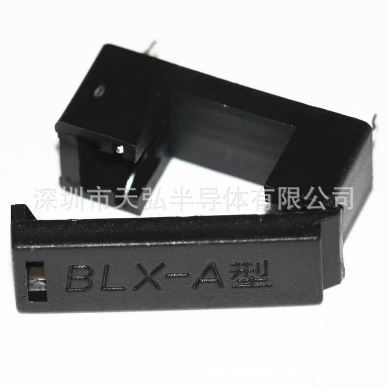 Fuse Tube Holder, BLX-A Type with Cover Fuse Tube Holder, 5*20 Black, Fuse Tube Clip, Pin Pitch Approx. 23MM
