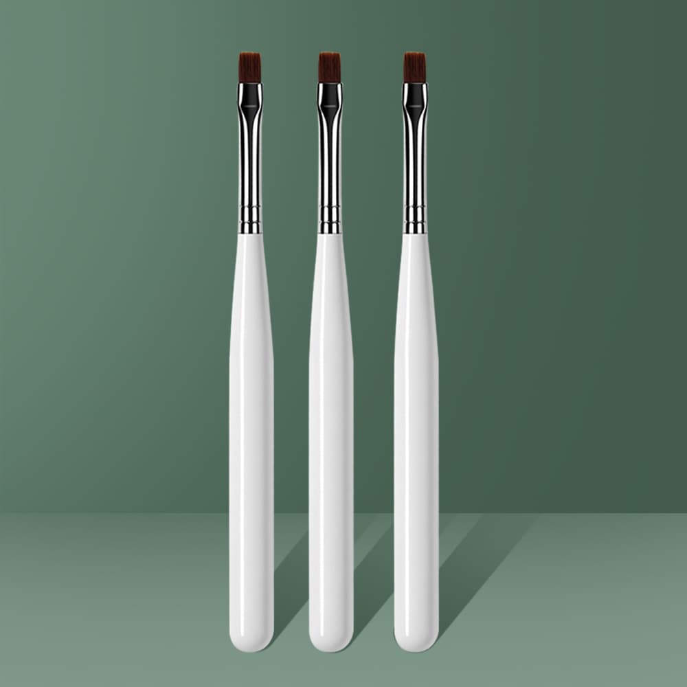 White Handle Gel Nail Brush Set, Flat Gel Nail Brush, Gel Polish Brush, Nail Art Tools Manufacturer