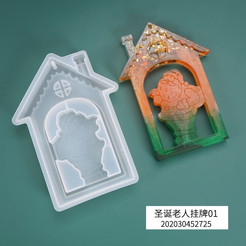 DIY Crystal Epoxy Resin Mold Santa Claus Hanging Sign Ornament Desktop Decoration Theme Silicone Mold