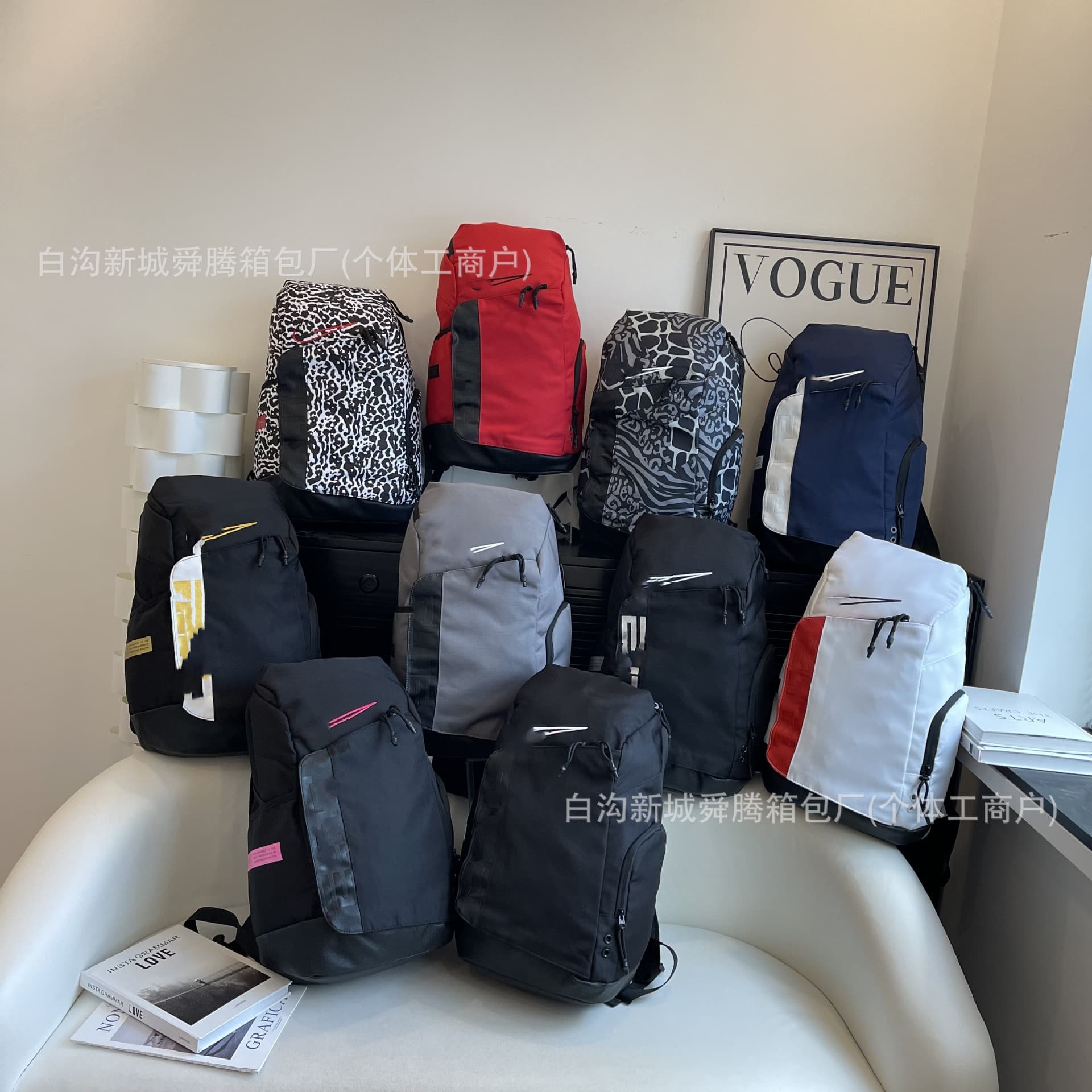 Casual Sports Air Cushion Backpack Trendy Logo Large Capacity Spine-Protecting Student Schoolbag Travel Backpack