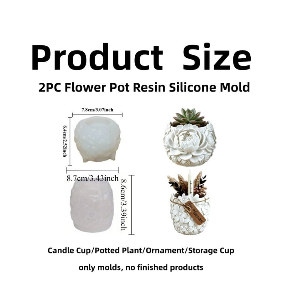 Cross-Border Best-Selling Embossed Flower Pot Silicone Mold for Scented Candles and Plaster Molds