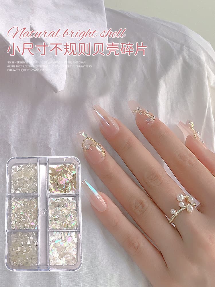 Natural glossy thin nail art irregular shell fragments Japanese versatile colorful abalone shell nail patch decoration