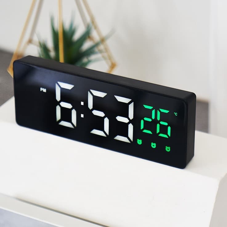 Creative Mirror Clock Silent LED Electronic Clock Student Three Alarm Clock Children's Bedside Clock 0715