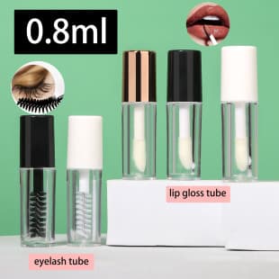 1ml In Stock Eyelash Glue Water Tube, Mini Eyelash Growth Serum Refill Bottle, White Body Black Cap Sample Lip Gloss Refill