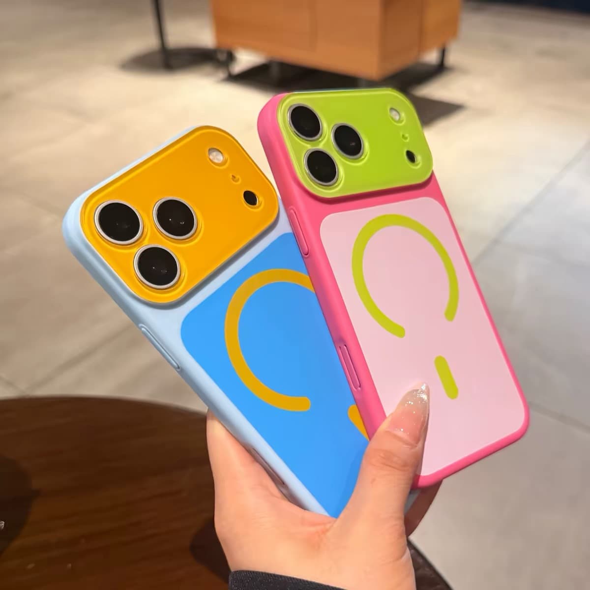 New Color-Block Dopamine MagSafe Case for Apple iPhone 17 Pro Max, iPhone 16, Instant Large Window Design, Men's