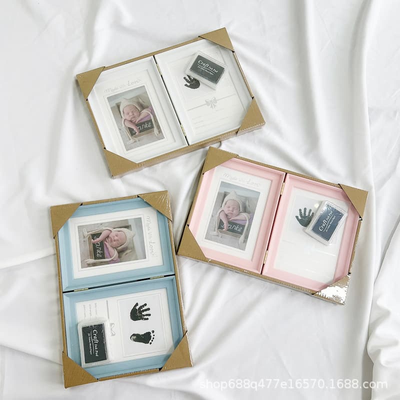 Newborn Hand and Footprint Frame for Full Moon, 100 Days, and First Birthday Commemorative DIY Hand and Footprint Album Birthday Tabletop Display