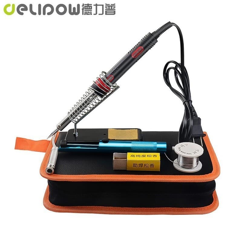 Delipu Household Soldering Iron Kit Welding Repair Soldering Iron Solder Wire Soldering Iron Tip Soldering Iron Stand Tool Set