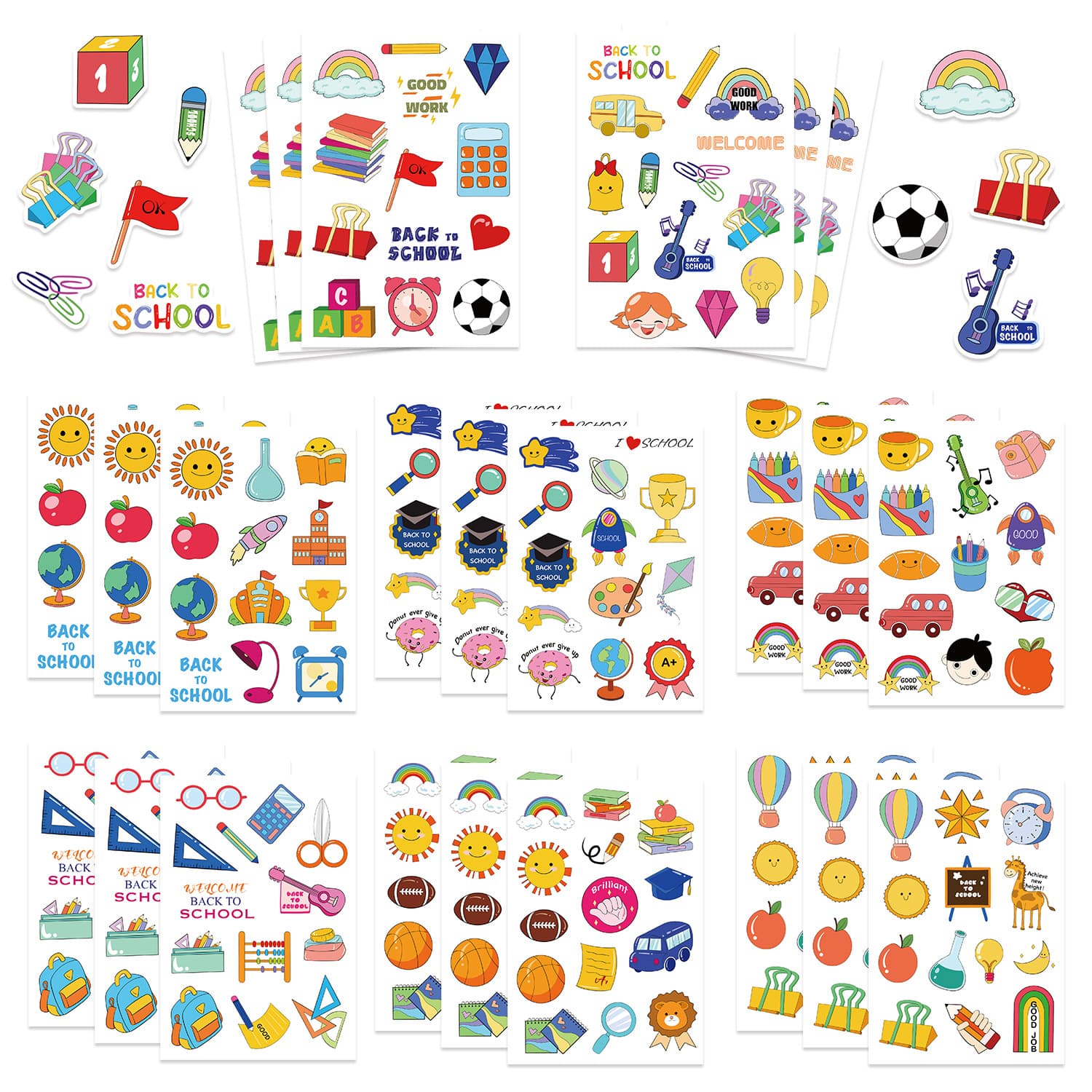 8 cartoon original school season reward collage set stickers handicrafts waterproof matching decorative stickers DIY batch