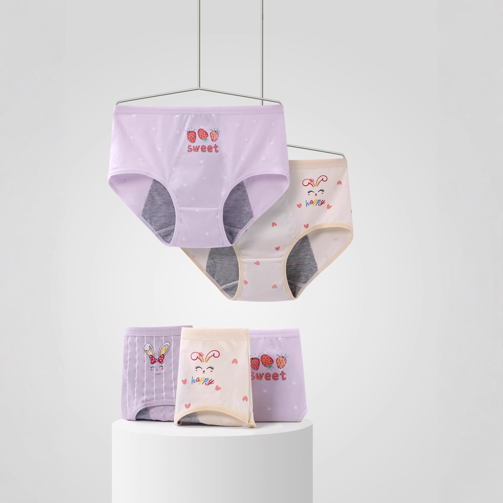 Teen Girls Period Panties Breathable Cotton Students Menstrual-Specific Underwear Girls Middle and Big Kids Leak-Proof Triangle Shorts