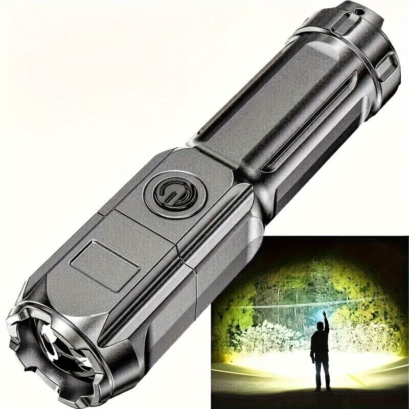 2026 New Cross-border Drop Shipping 1 Tactical Zoom Flashlight Rechargeable 800mAh Flashlight