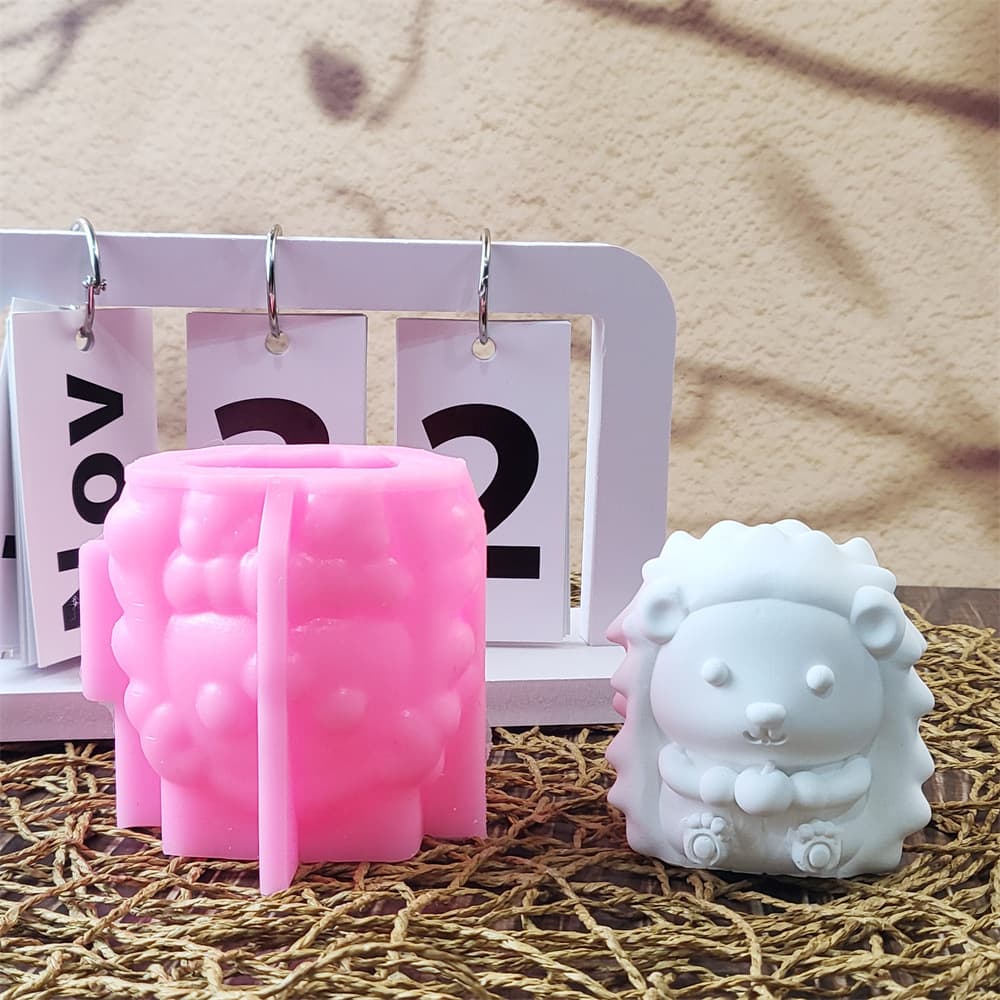 Hedgehog gypsum ornament candle mold DIY gypsum cement silicone mold W0156