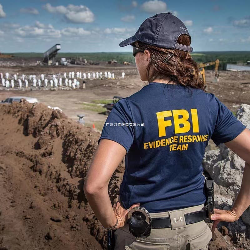 FBI Agent Short Sleeve T-Shirt for Men, Pure Cotton Casual Half-Sleeve American Style Police Fan Apparel Summer