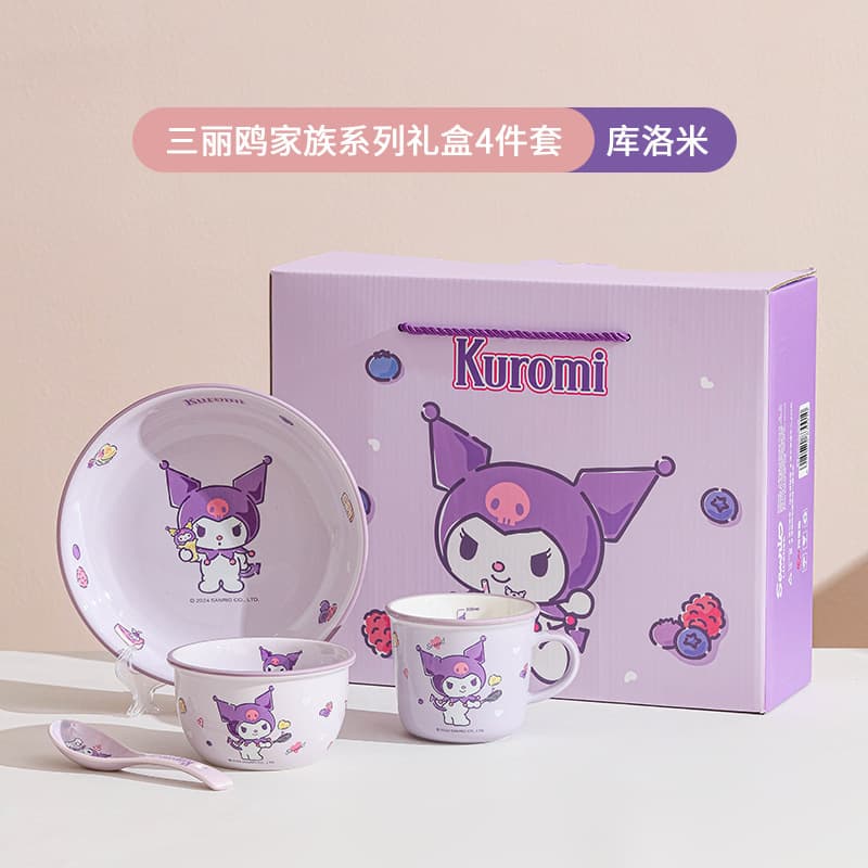 Sanrio Ceramic Bowl Hello Kitty Kuromi Collaboration Cute Ceramic Tableware Couple Birthday Gift Set