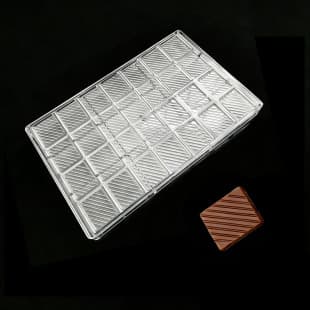 LD-2131 Chocolate Mold, 28-Cavity Rectangular Diagonal Thin Slice Mold, PC Food-Grade, Dark Chocolate White Chocolate Baking Mold