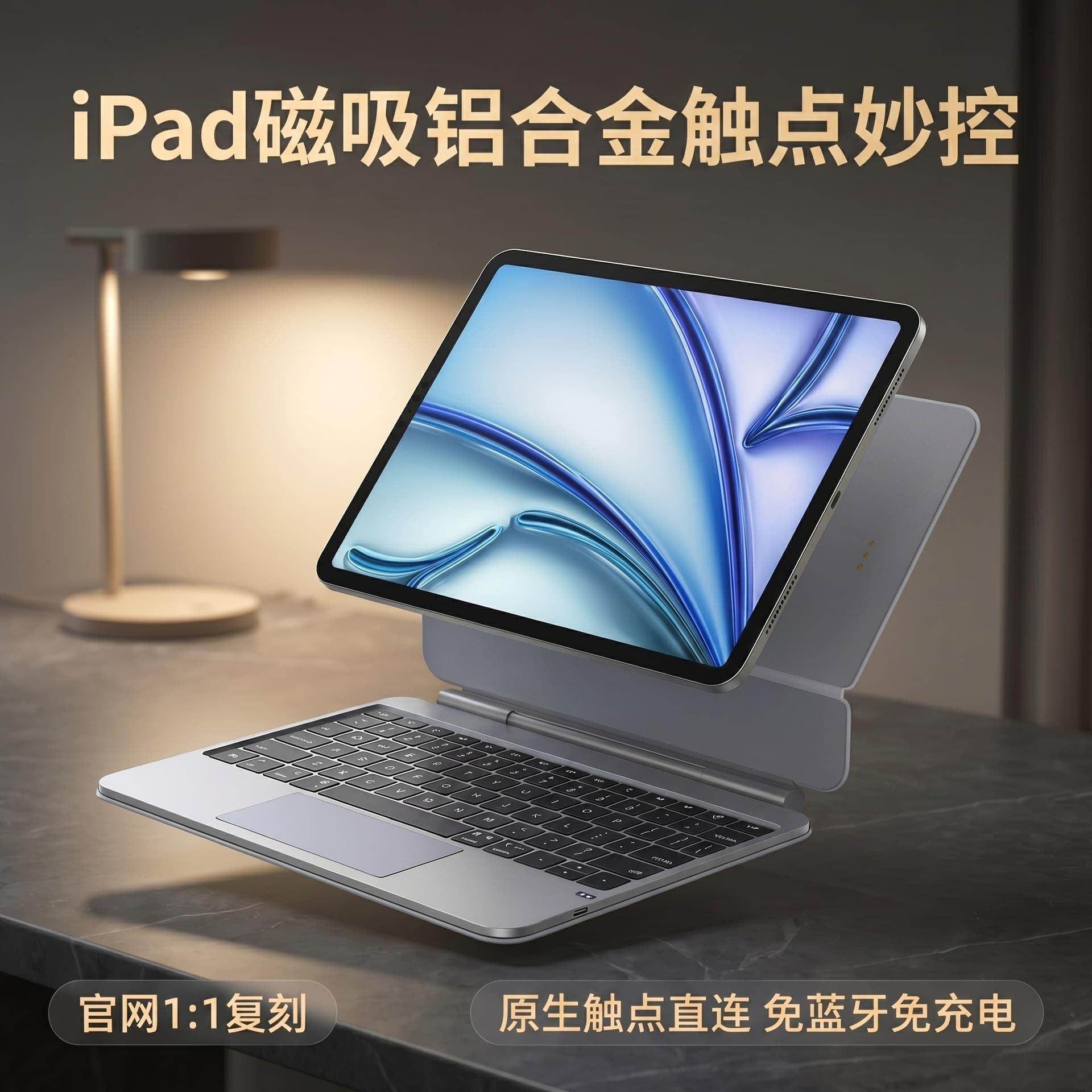 Apple Magic Keyboard Compatible with iPad Pro 11/12.9/13 inch All-in-One Aluminum Alloy Magnetic Direct Connect Air 8/7