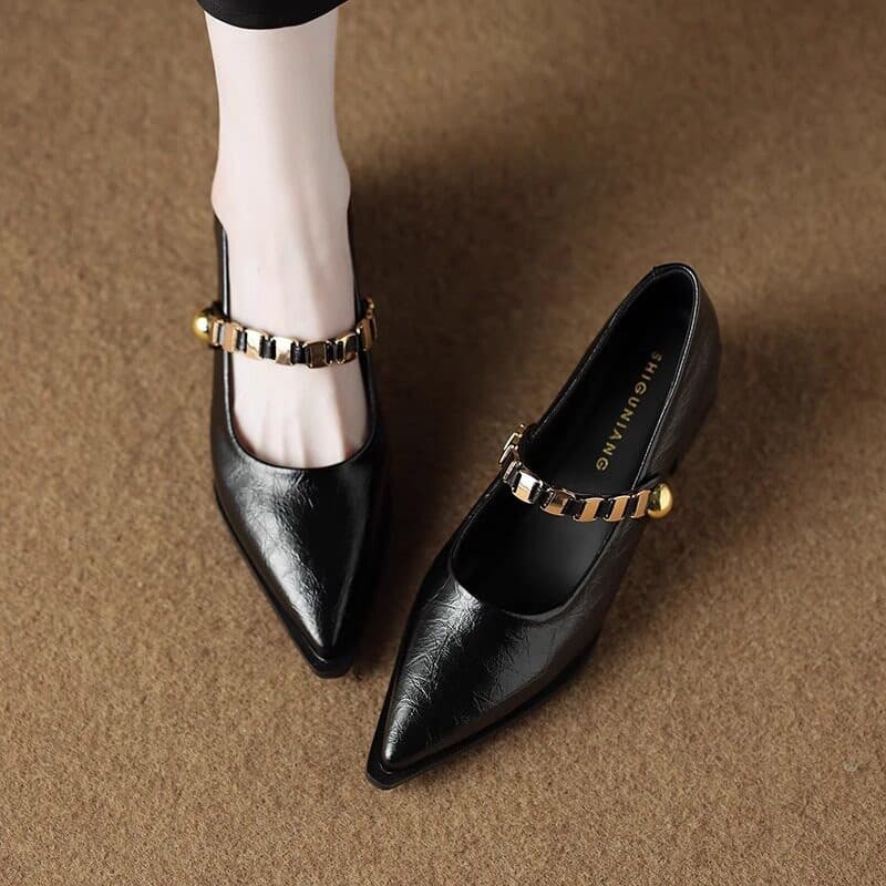 Designer Chic Elegant French Pointed Toe Heels for Women, 2026 Spring Autumn New Mary Jane Shoes to Match Dresses