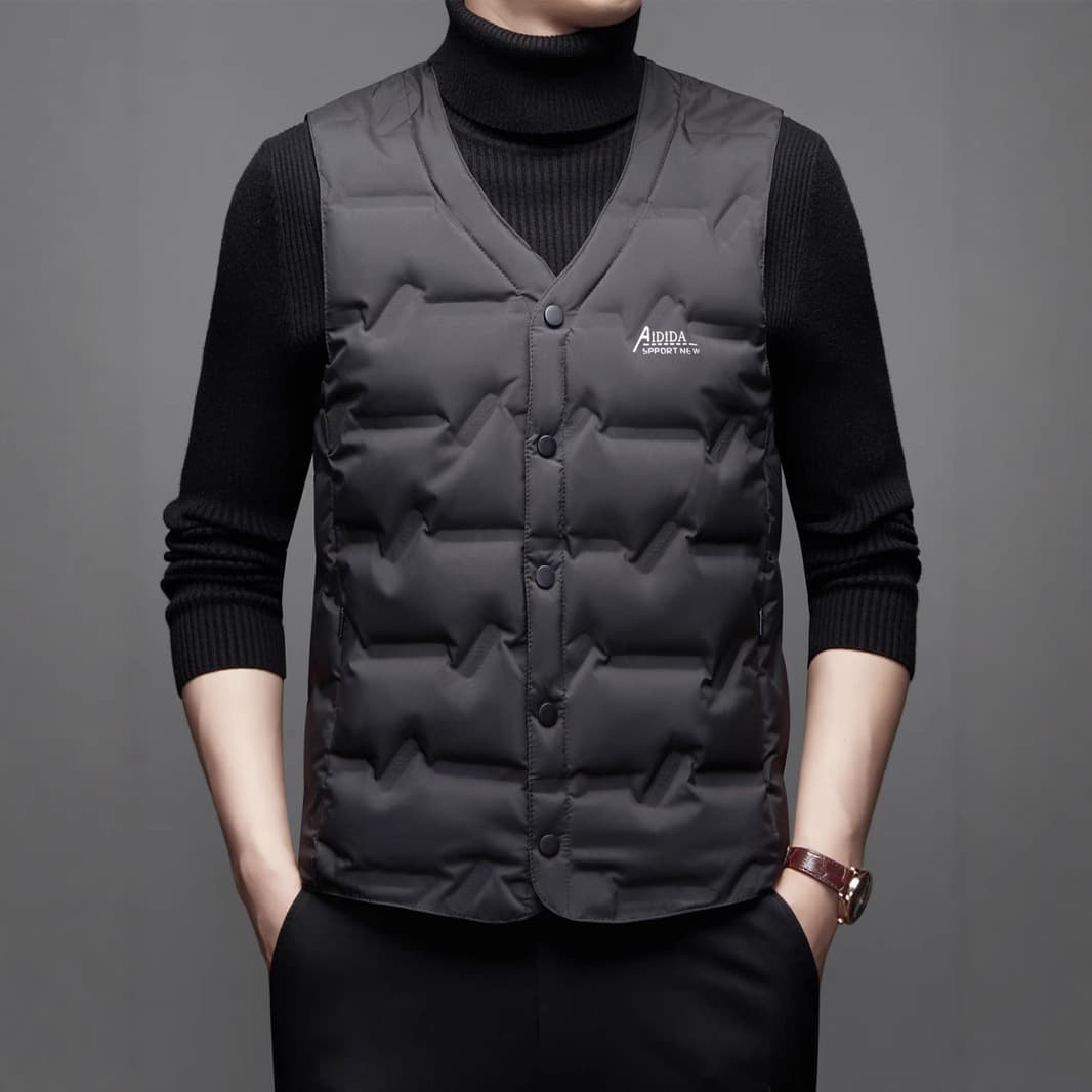 2025 New Men's Down Vest, Autumn/Winter Style, Suitable for Fathers, Middle-Aged and Young People, Thin and Warm, Inner Layer