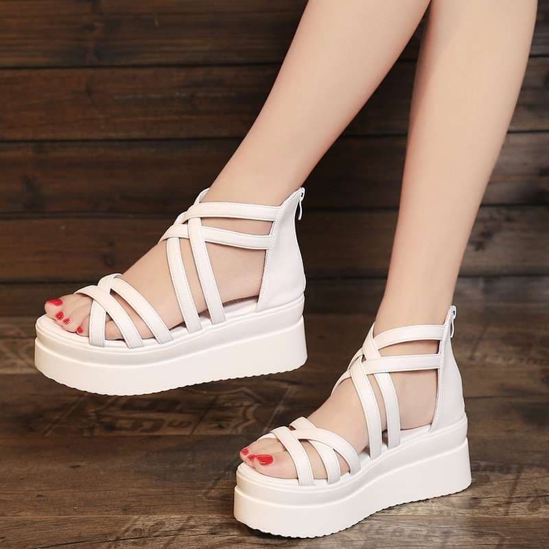 Korean-style Wedge Heel Sandals for Women, Summer 2020 New Wedge Roman Sandals, Student Women's Shoes, Thick-Soled Platform Shoes, High Heels