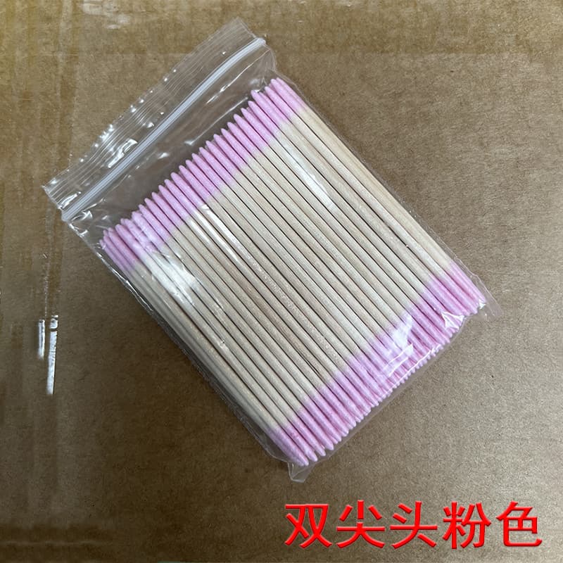 Pink Pointed Cotton Swabs Double-Ended for Eyebrow Tattoo Eyeliner Beauty Makeup Remover Ultra-Fine Small Head Wooden Stick
