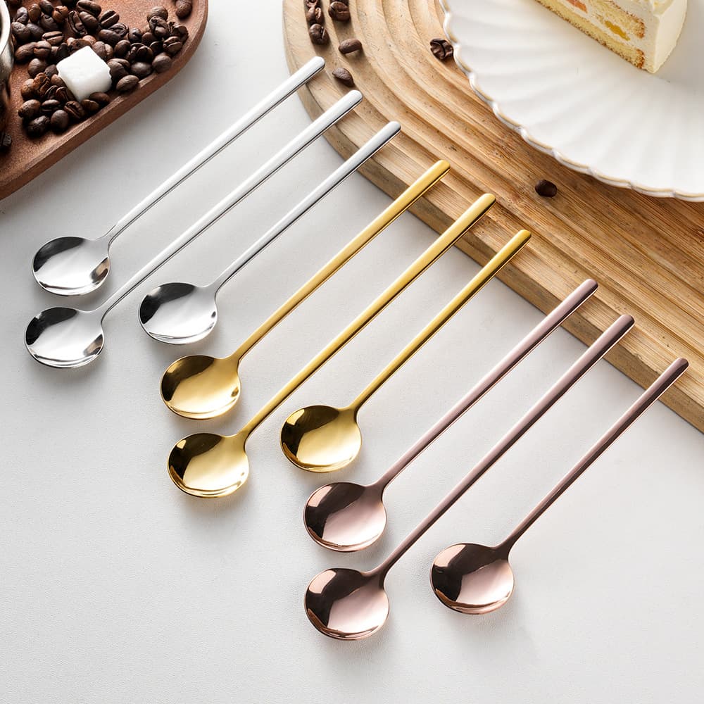 304 Stainless Steel Spoon, High Appearance, Home Coffee Long Handle Stirring Spoon, Cake Dessert Spoon, Bird's Nest Honey Spoon