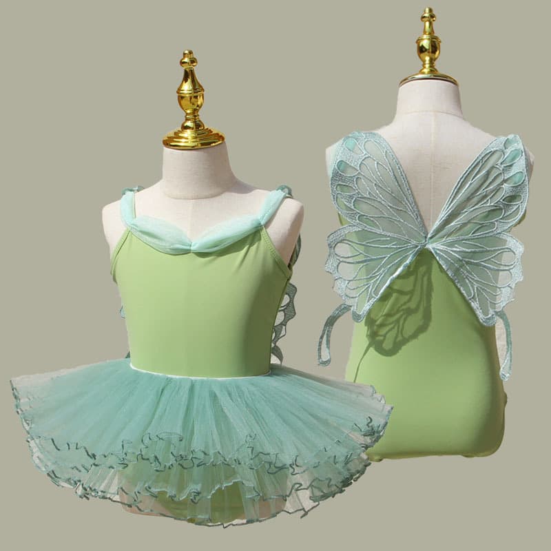 Butterfly Fairy Children's Dance Leotard, Girls' Ballet Chinese Dance Tutu Skirt, Summer Camisole Gymnastics Leotard