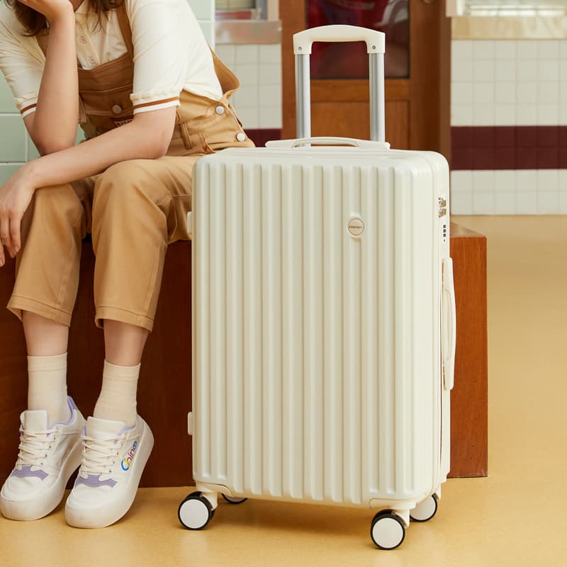 Japanese-style fresh and minimalist suitcase, women's spinner luggage, men's student universal wheel combination lock travel case, leather trunk, carry-on